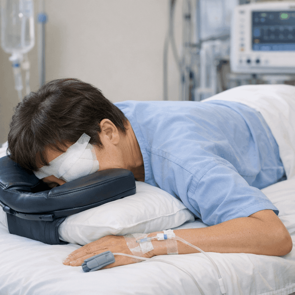 수술 후 엎드린 자세
